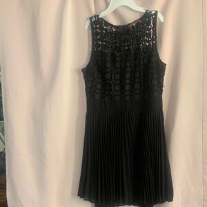 Chelsea & Violet Women Black Lace Pleated Party Dress